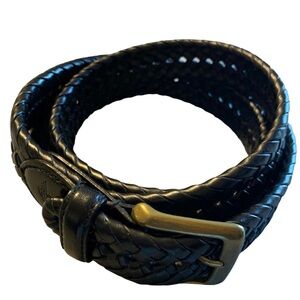 Dockers' Men's Black Leather Braided Woven Belt Size 46 Black Casual/Dress Belt